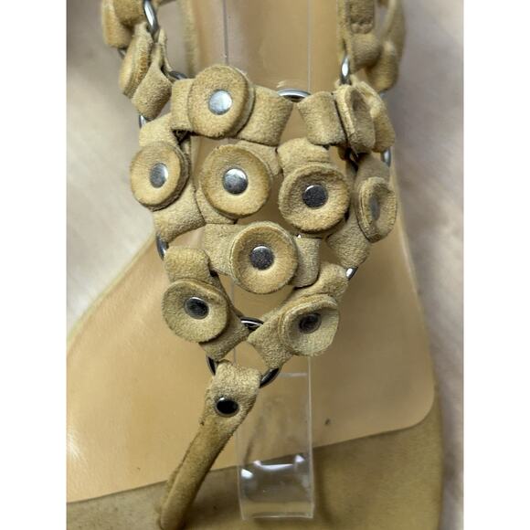 Parade Distressed Gold heels Womens 9 Strappy Buckle Embellished - Picture 2 of 10